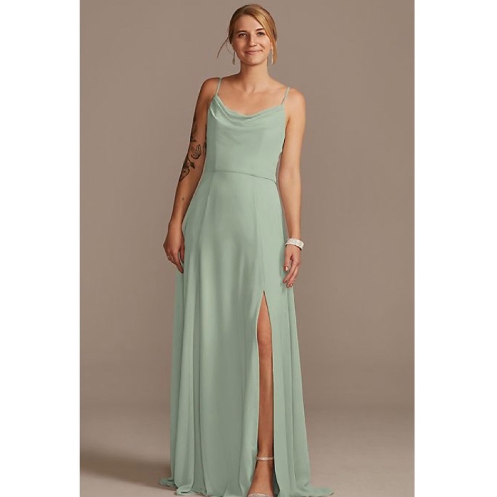David’s Bridal Dusty Sage Bridesmaid Dress